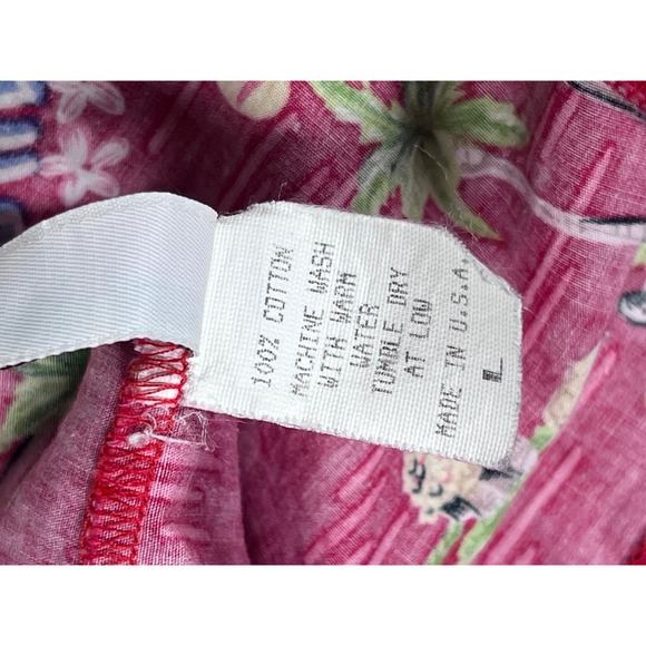 VTG 90's Sun Streak Aloha Hawaiian Shirt Floral Palm Tree Vacation Button Up - L - Picture 7 of 9